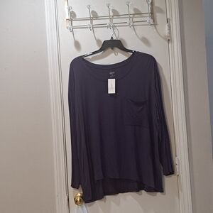Women's Navy Long Sleeve Pajama/ Lounge Top